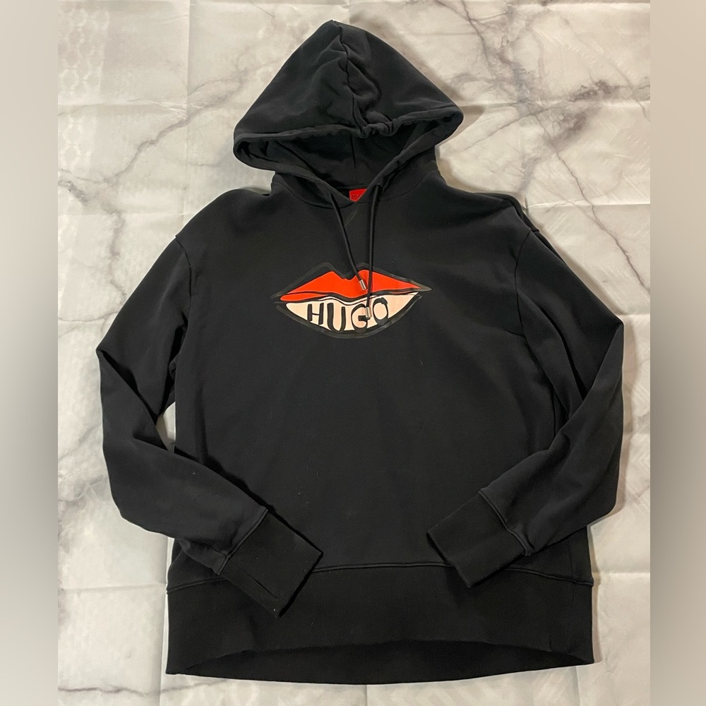 HUGO BOSS LOGO-PRINT HOODIE